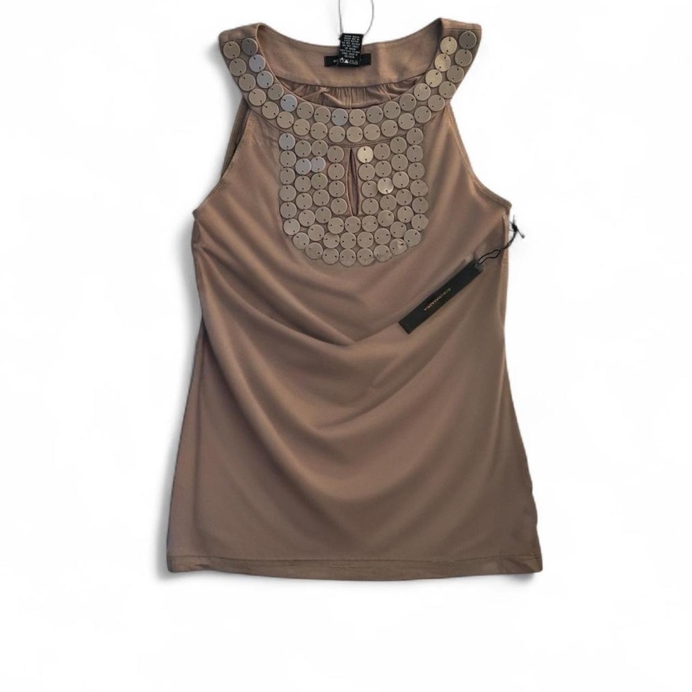 BCBG Bark Sleeveless Top with Disc Embellishments